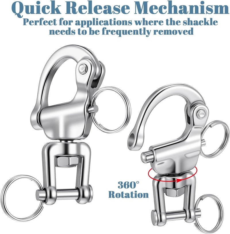 DOPENSPI 6 Pack Snap Shackle Sailing Halyard, 316 Stainless Steel Clevis Swivel Jaw Swivel Shackle Quick Release Snap Hook Snap Shackle for Sailboat Spinnaker Halyard Diving - Image 4